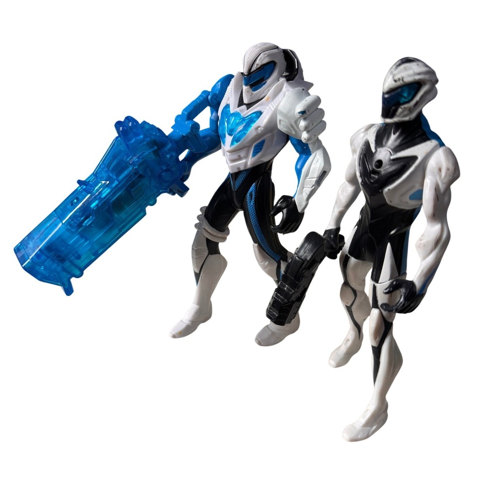Mattel Max Steel Action Figure Lot 2 Figures Blue White Black Power Suits 2013